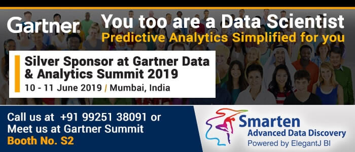 Smarten Advanced Analytics is a Silver Sponsor for Gartner Data & Analytics Summit, June 2019 in Mumbai, India