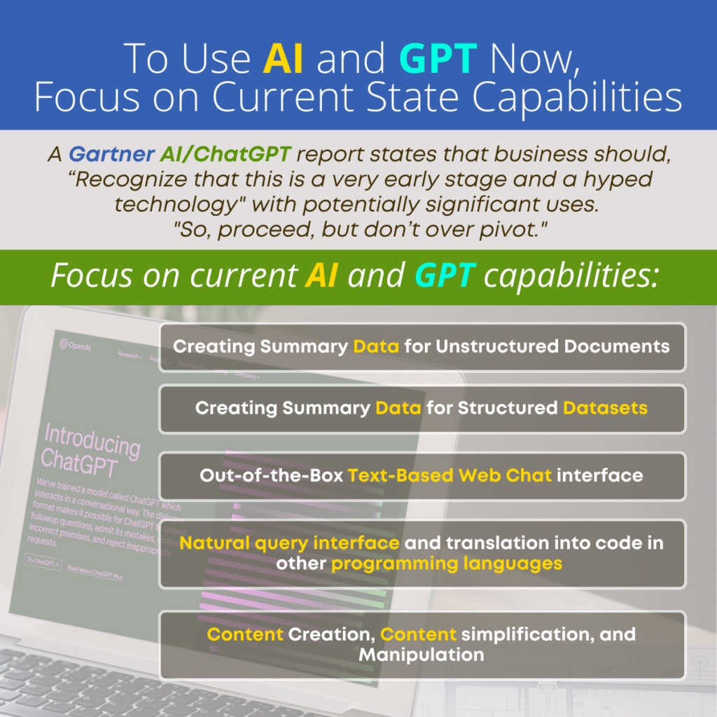 To Use AI and GPT Now, Focus on Current State Capabilities